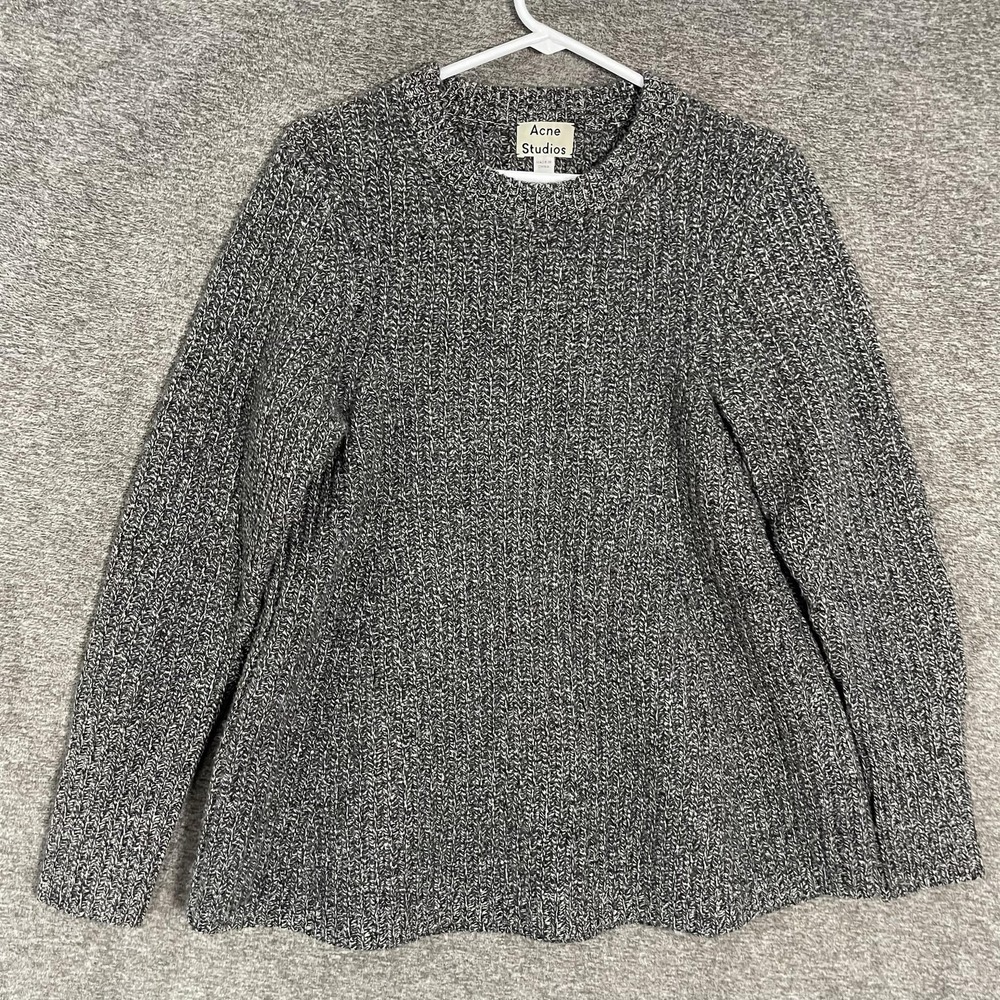 Acne Studios Dixie Sweater Womens Medium Gray Wool Crewneck Chunky Knit Pullover